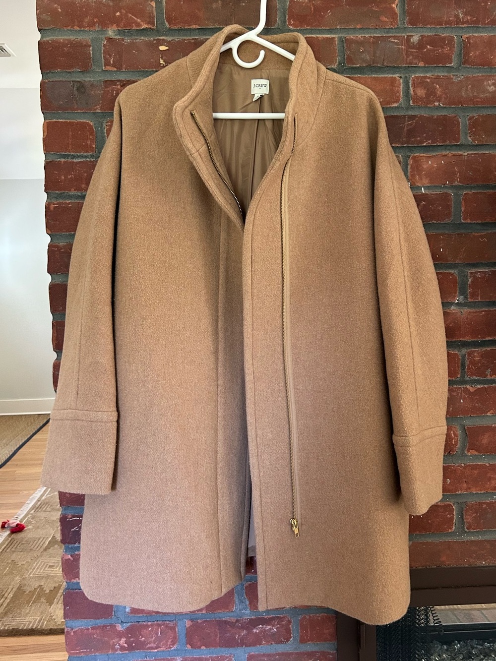 J. Crew Camel Wool-Blend Pea Coat - Zip Front